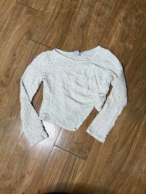 Fashion Nova Cream Textured Long Sleeve Top